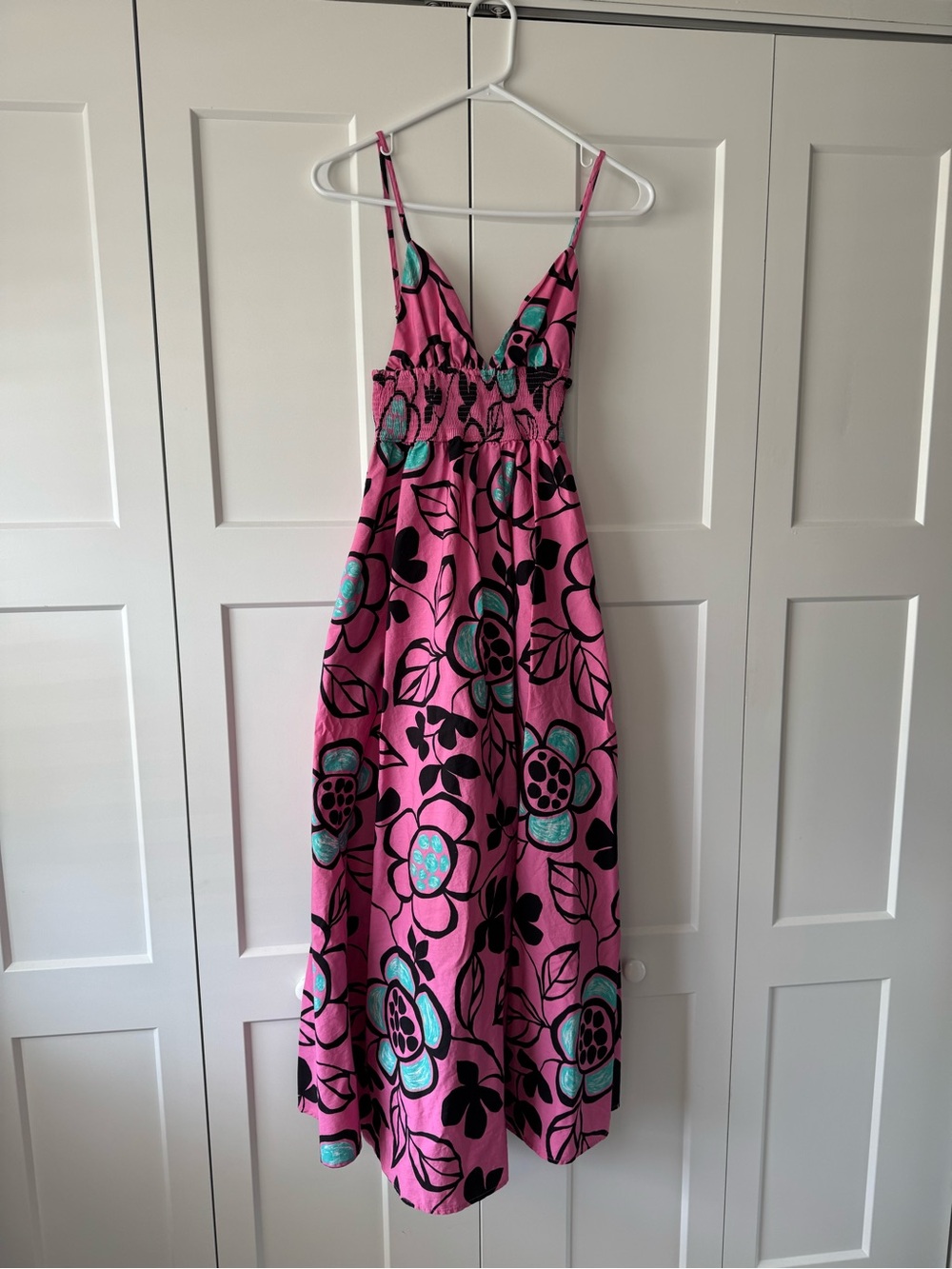 Zara Pink and Teal Floral Dress